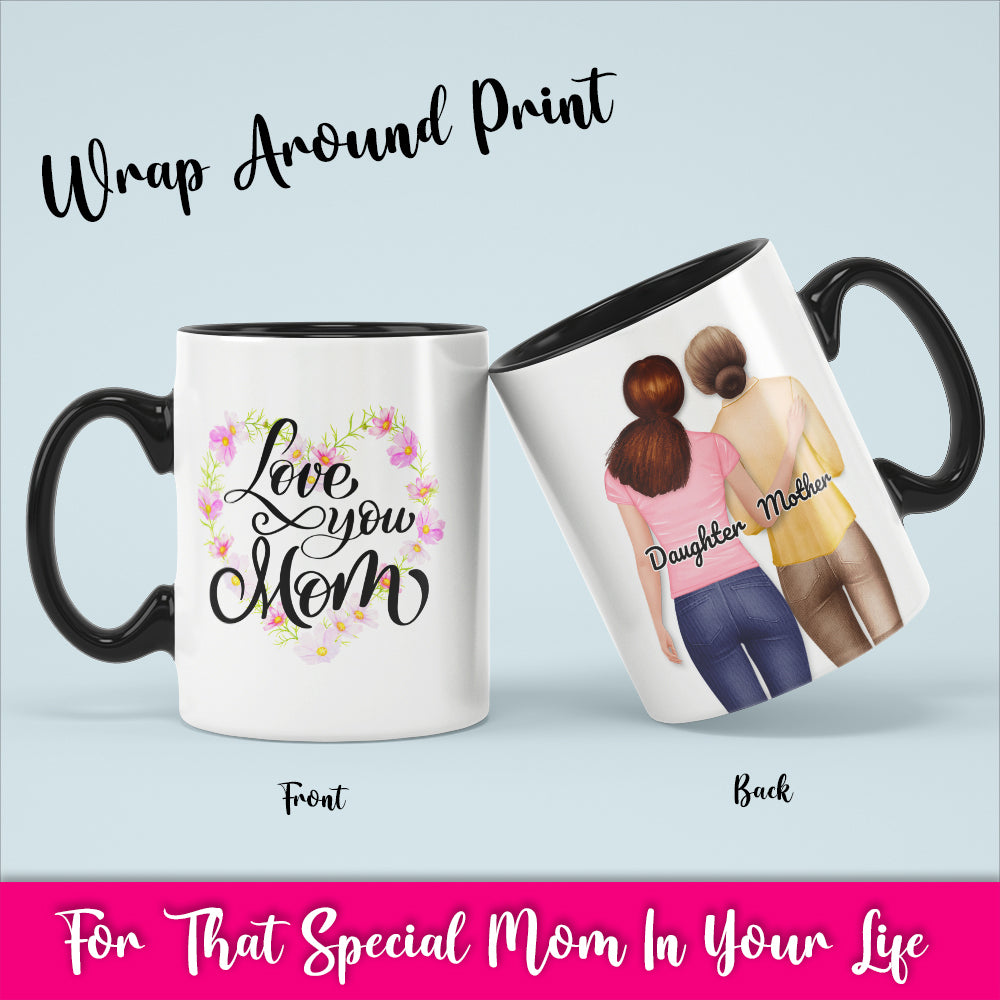 Love You Mom- White Coffee Mug With Colored Inside & Handle
