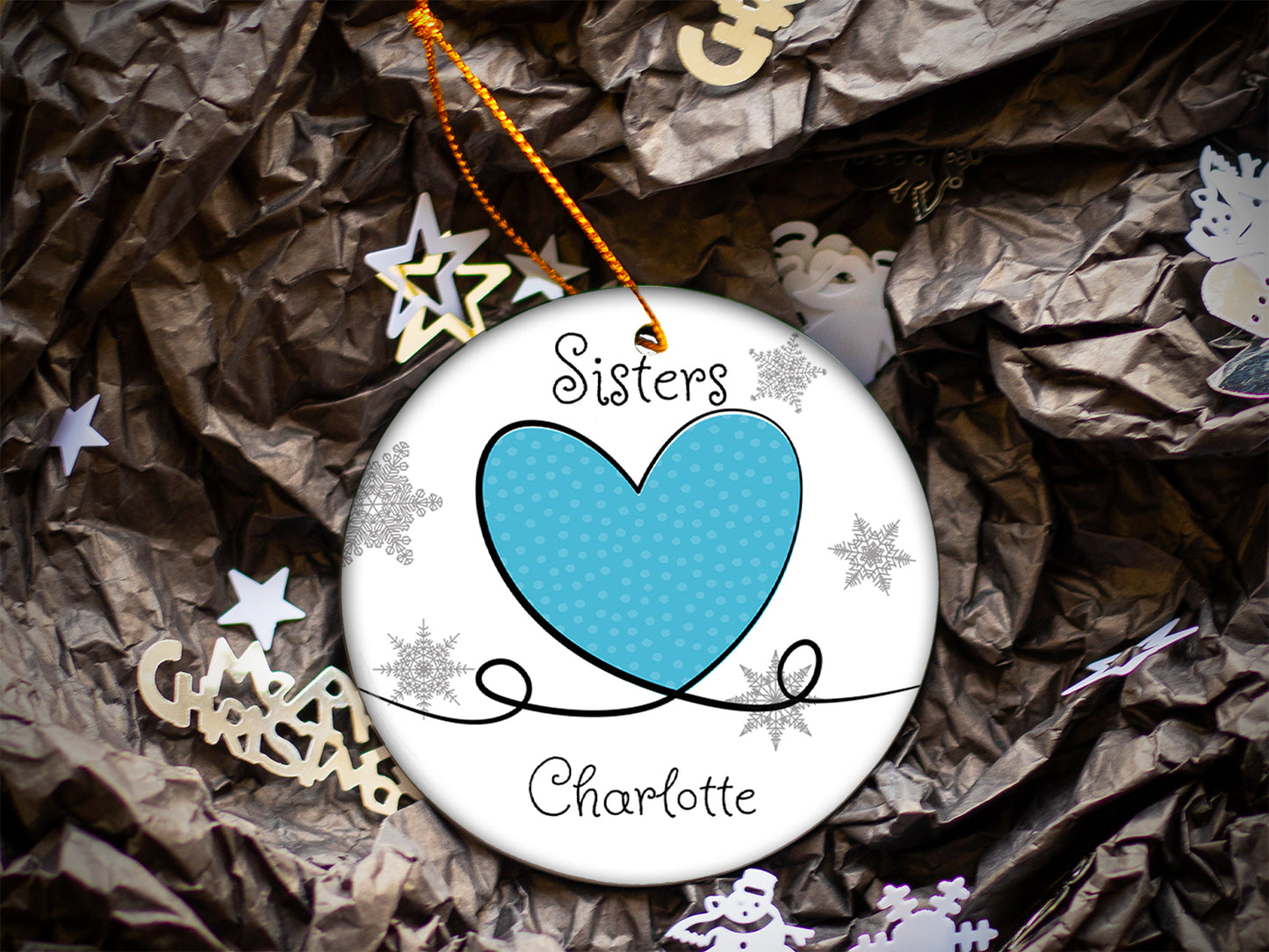Sisters Blue - Ceramic Round Ornament