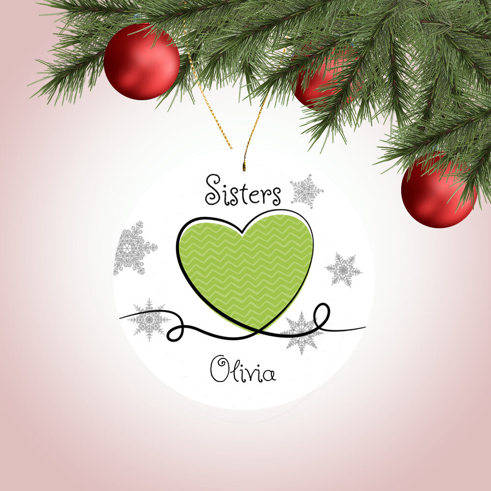Sisters Green - Ceramic Round Ornament