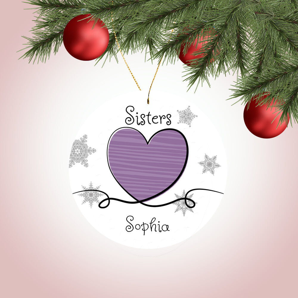 Sisters Purple - Ceramic Round Ornament