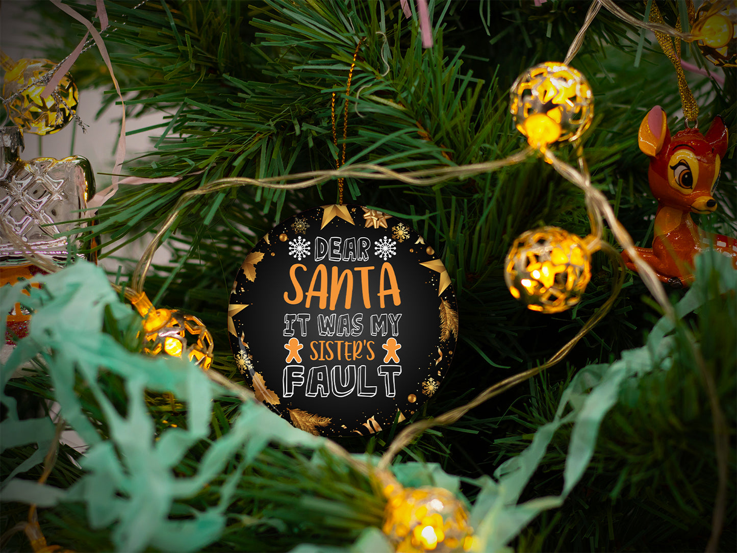 It Was My Sisters Fault - Ceramic Round Ornament