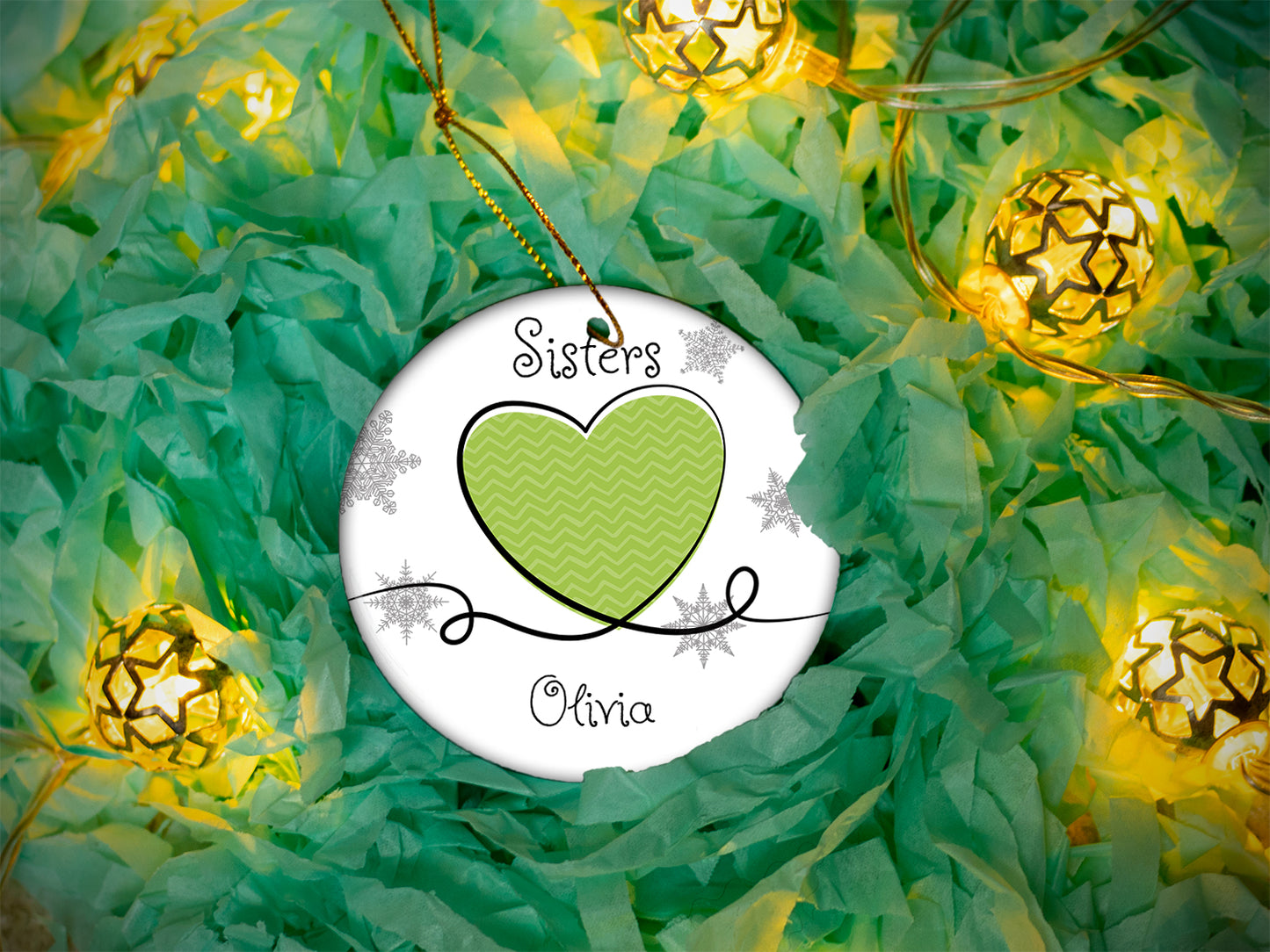 Sisters Green - Ceramic Round Ornament