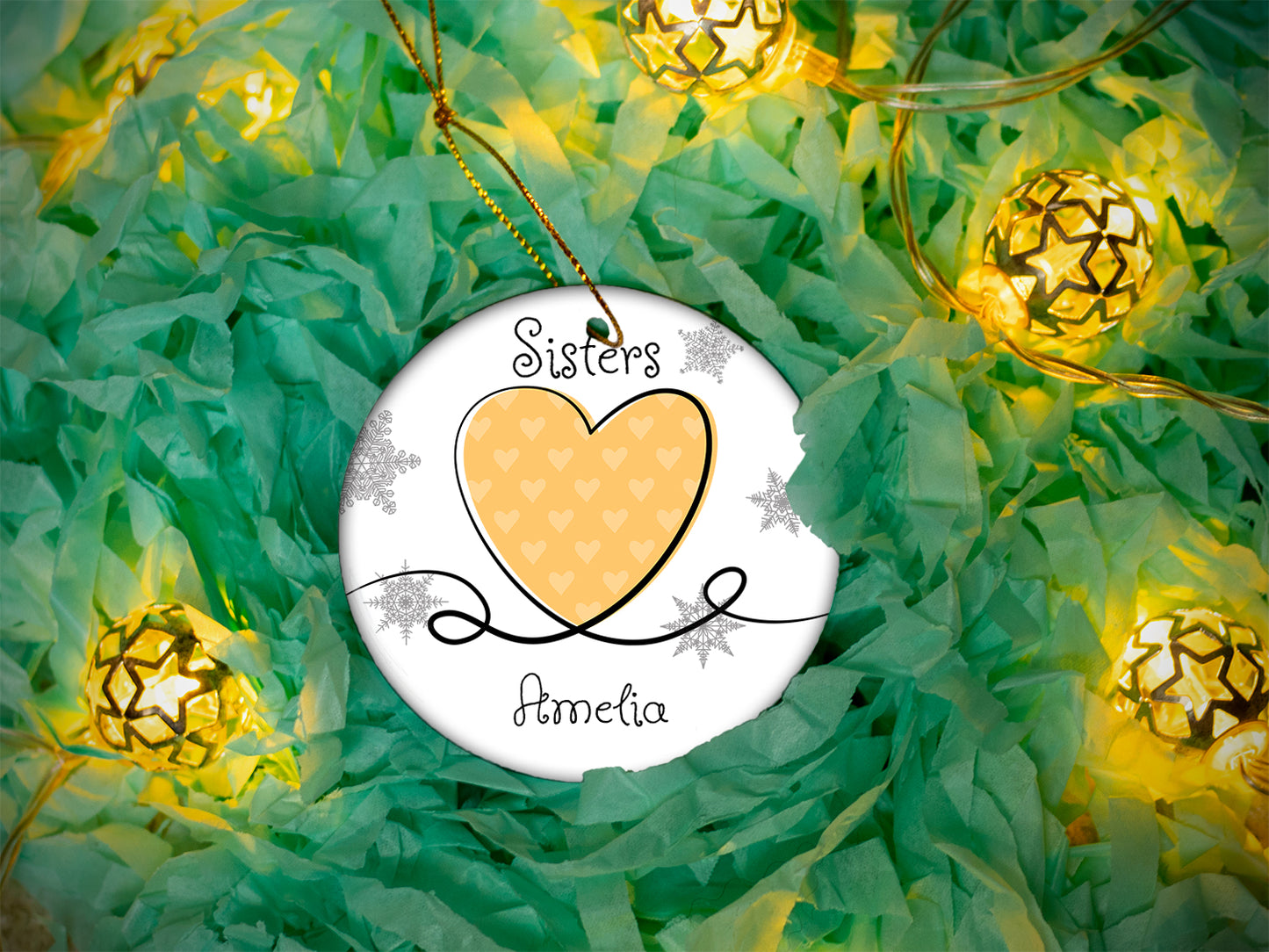 Sisters Yellow - Ceramic Round Ornament