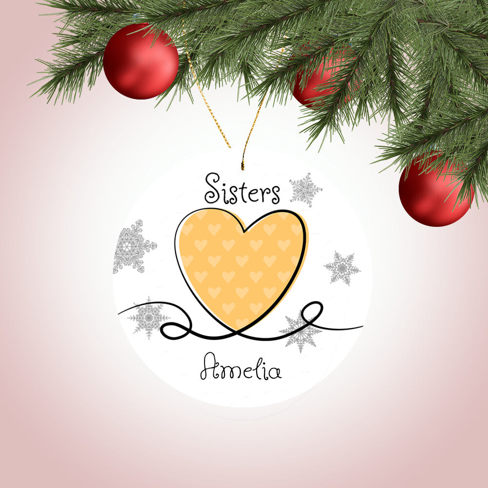 Sisters Yellow - Ceramic Round Ornament