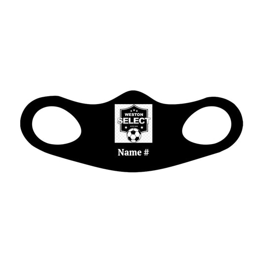 Weston Soccer Black Logo Personalized Face Mask Fitted Sublimation All Over Print