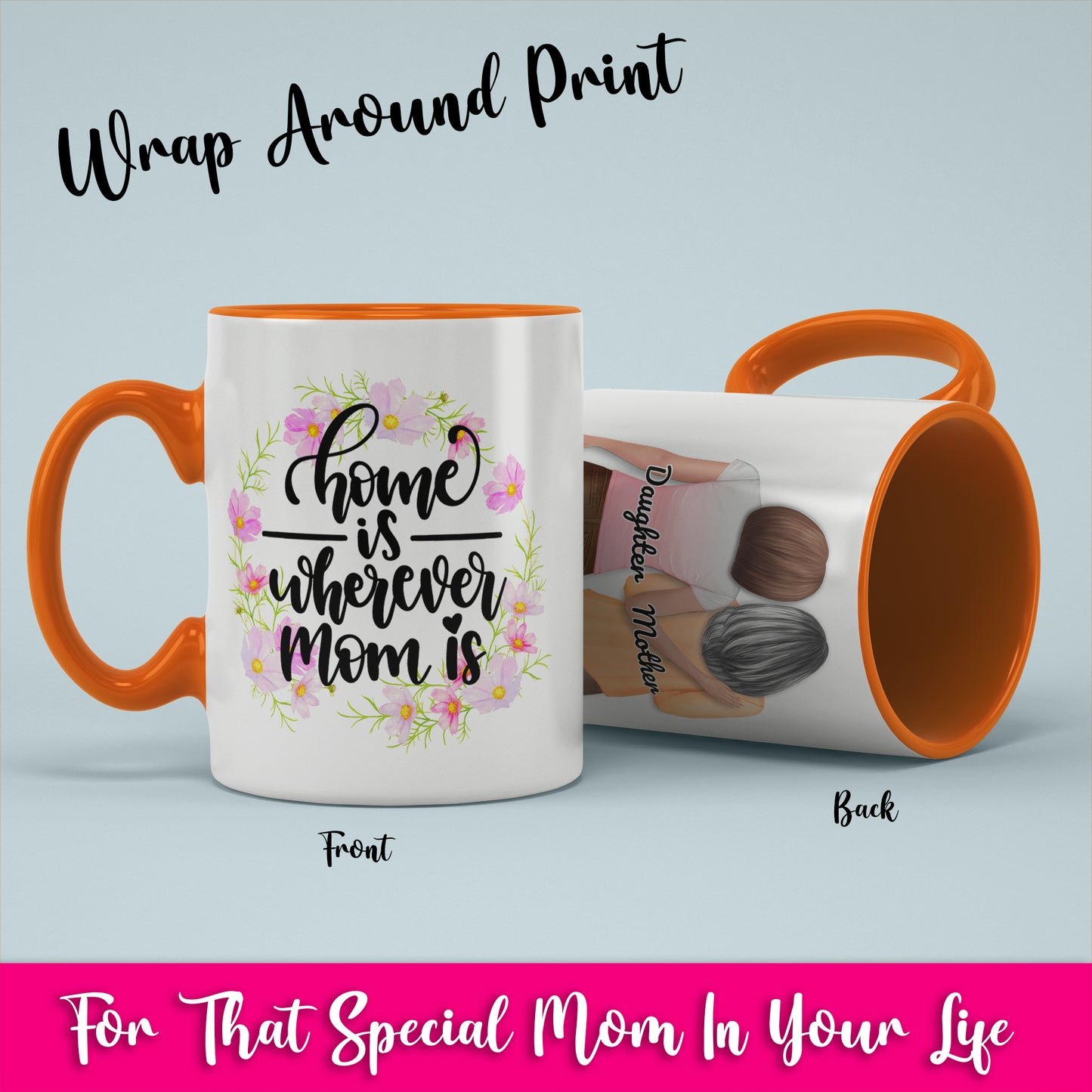 Home Is Wherever Mom Is - White Coffee Mug With Colored Inside & Handle