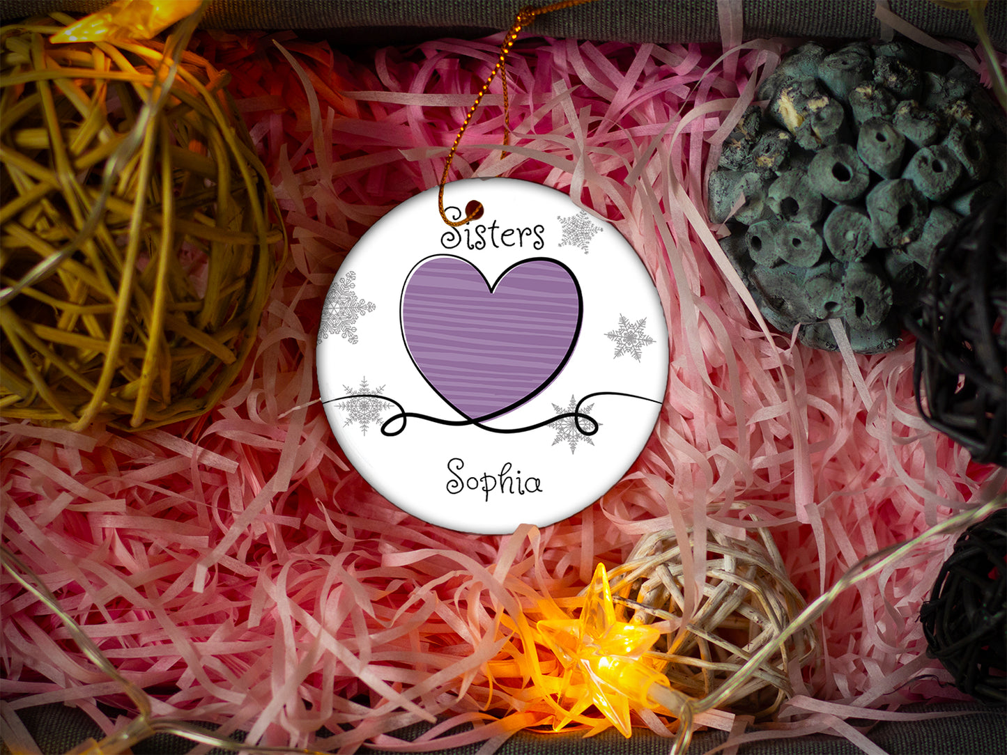 Sisters Purple - Ceramic Round Ornament