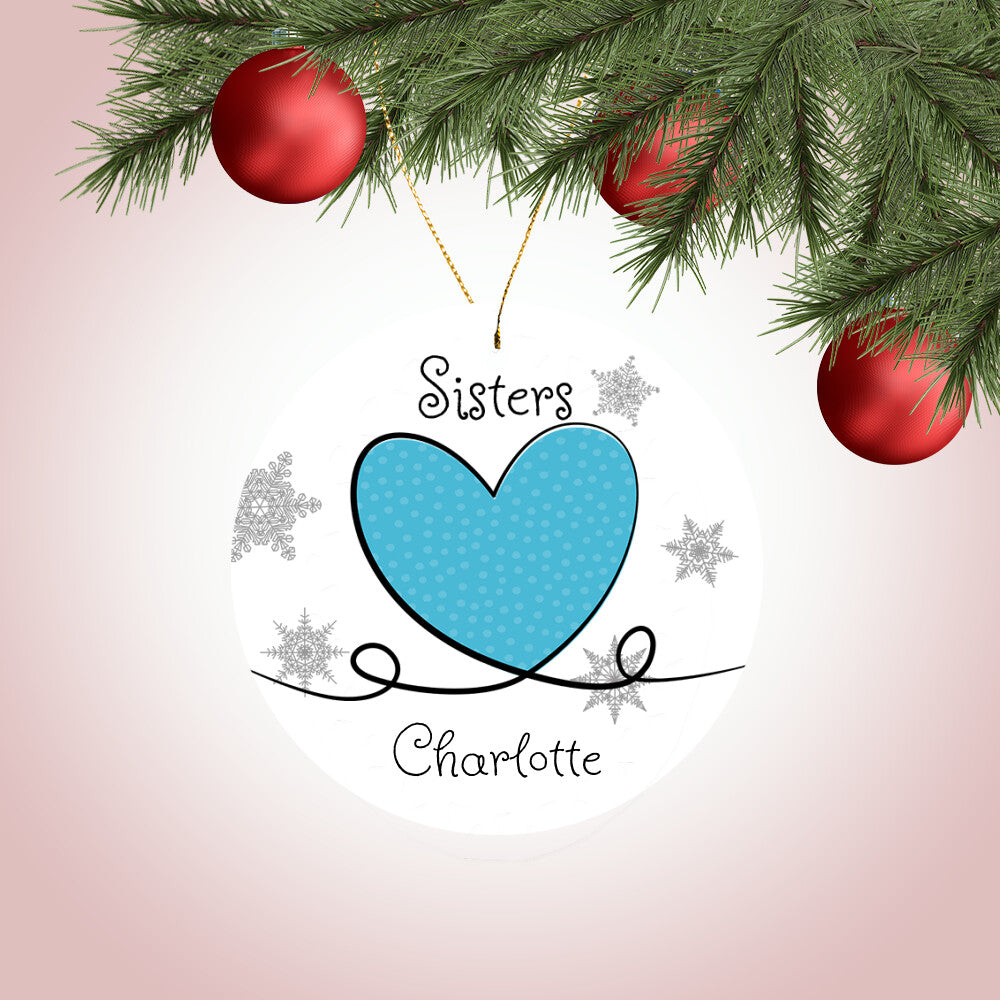 Sisters Blue - Ceramic Round Ornament