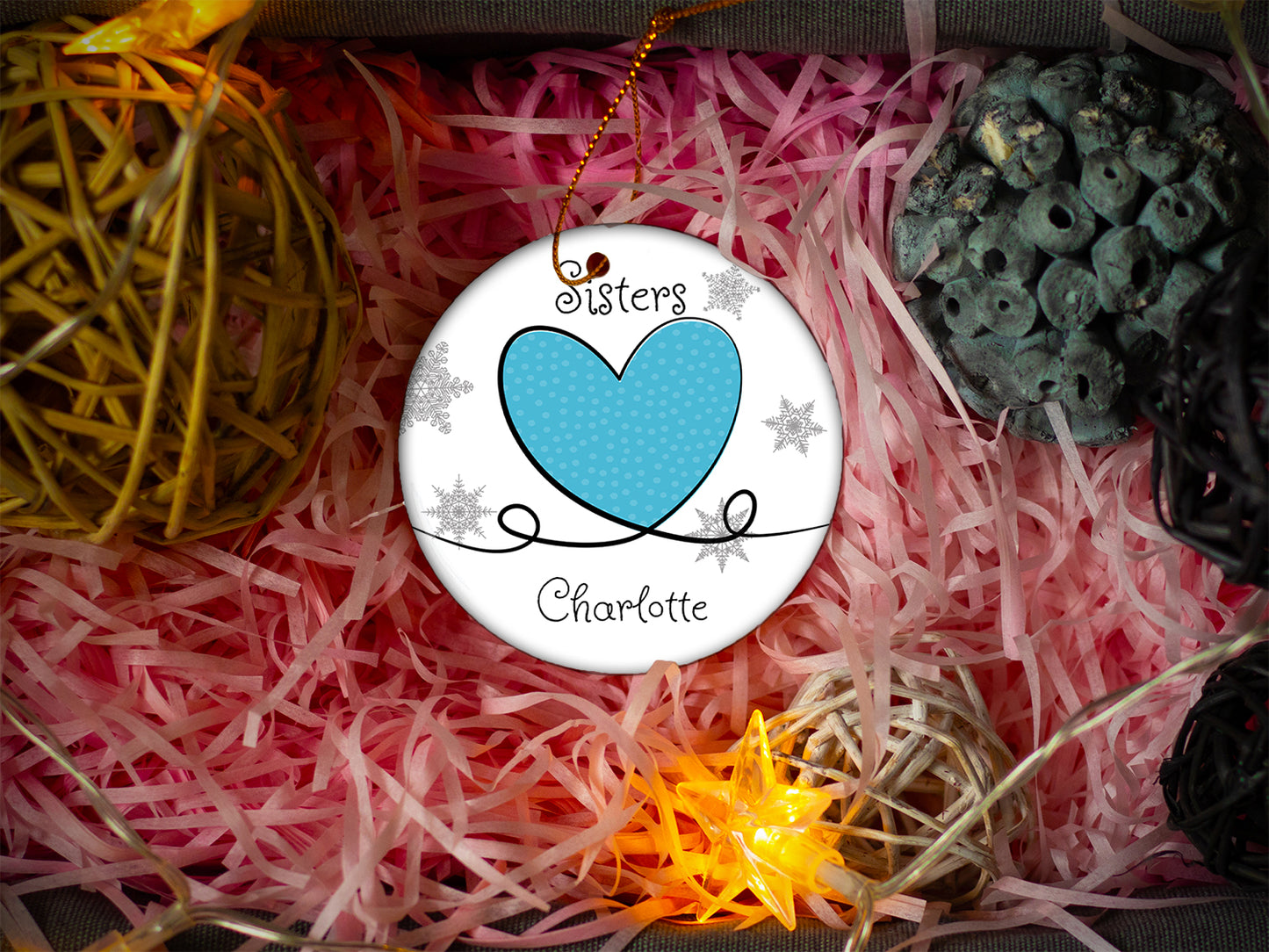 Sisters Blue - Ceramic Round Ornament