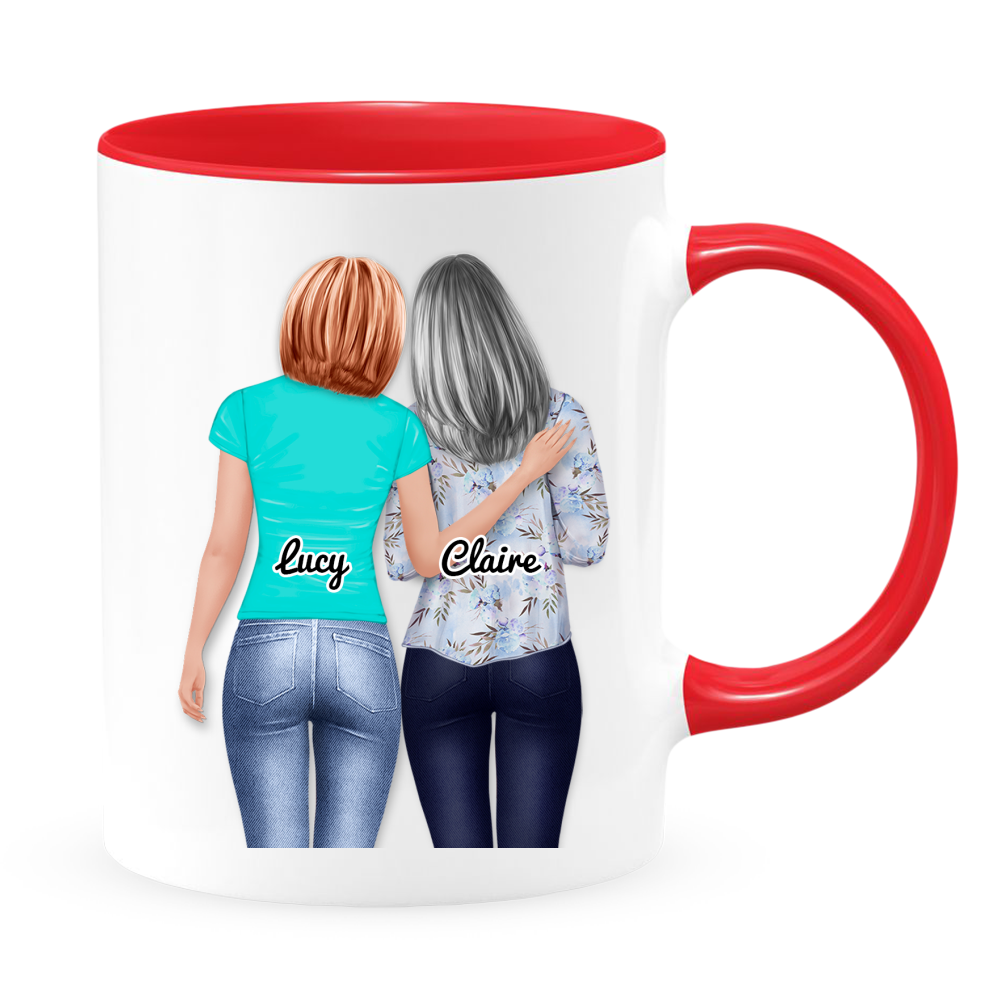 Mom Heart Phrases - White Coffee Mug With Colored Inside & Handle