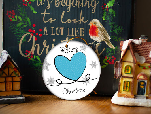 Sisters Blue - Ceramic Round Ornament