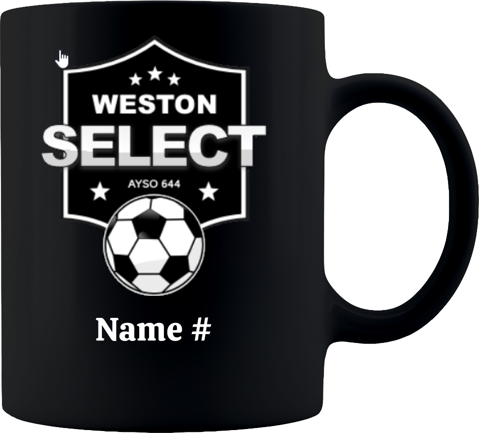 Weston Soccer Black Logo Personalized Mug - Coffee Mug 11oz - Black