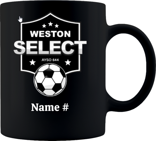 Weston Soccer Black Logo Personalized Mug - Coffee Mug 11oz - Black