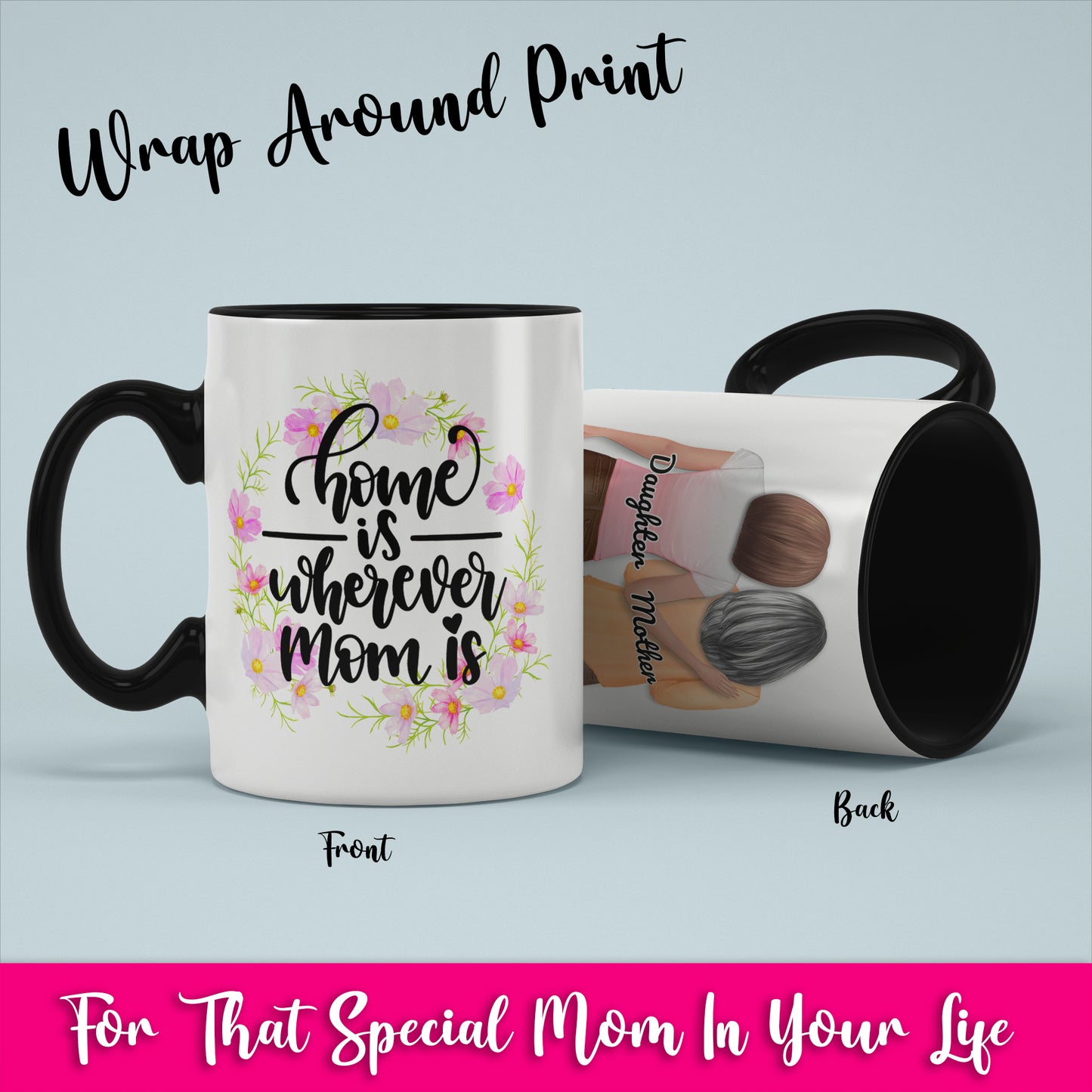 Home Is Wherever Mom Is - White Coffee Mug With Colored Inside & Handle
