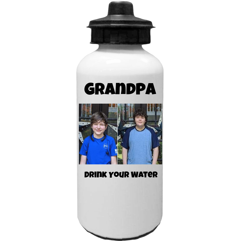 Personalized Water Bottle 20 oz with image and text PERSONALIZED
