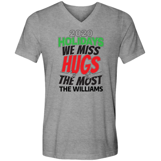 2020 Holidays - We Miss Hugs the Most Adult Unisex V-neck Tee