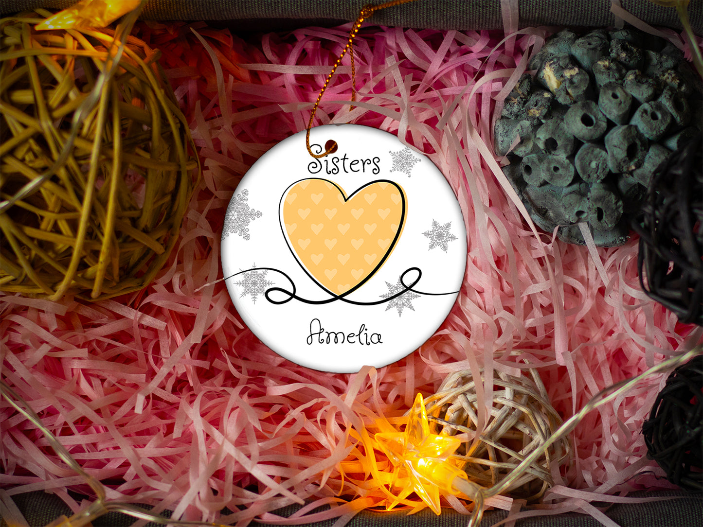 Sisters Yellow - Ceramic Round Ornament