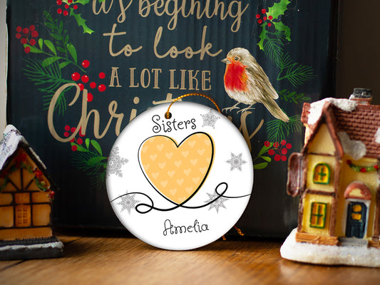 Sisters Yellow - Ceramic Round Ornament