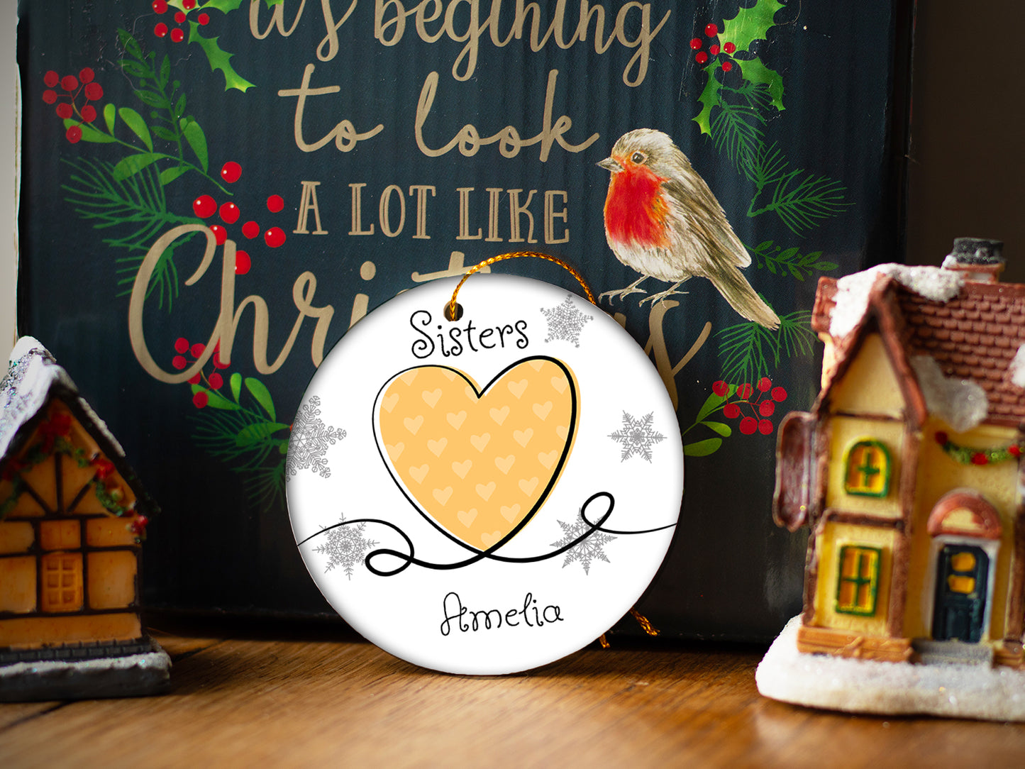 Sisters Yellow - Ceramic Round Ornament