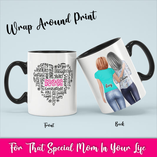 Mom Heart Phrases - White Coffee Mug With Colored Inside & Handle