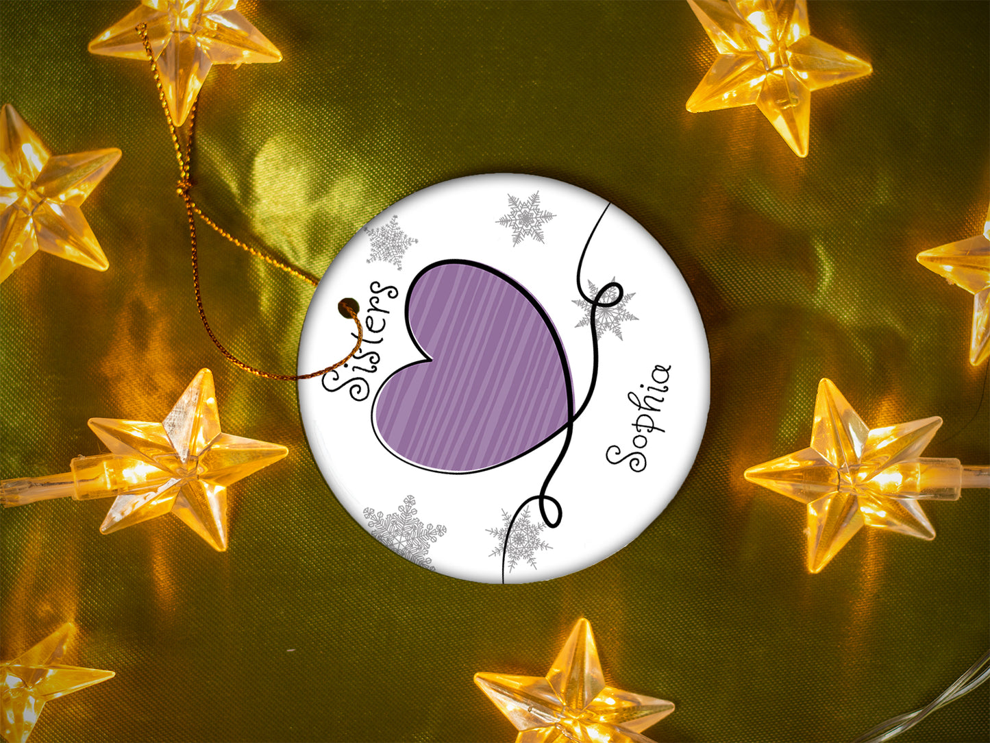 Sisters Purple - Ceramic Round Ornament