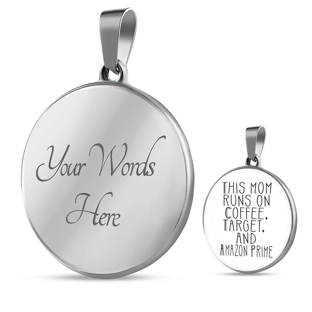 This Mom Runs - Gold/Silver Round Necklace - White