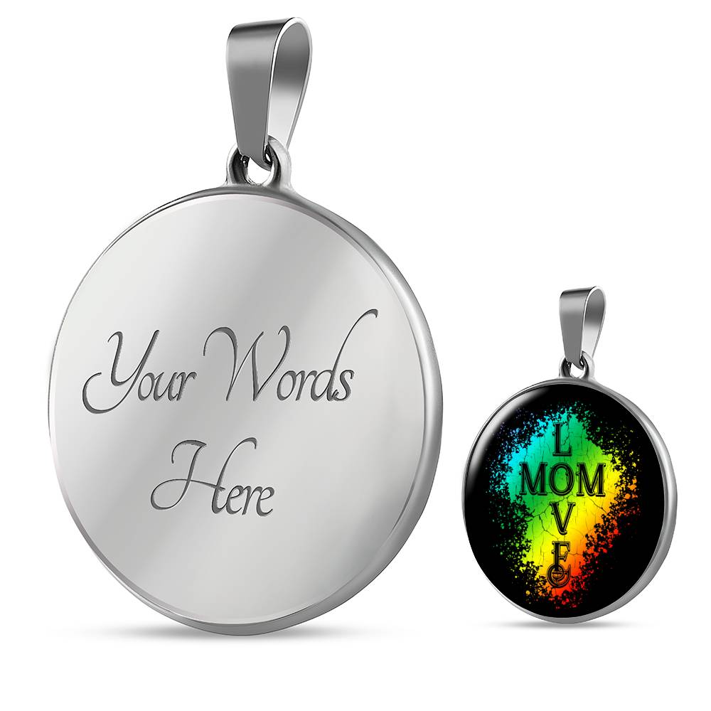 Mom Love Necklace Round - Dark