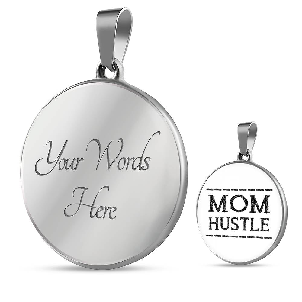 Mom Hustle - Gold/Silver Round Necklace - White