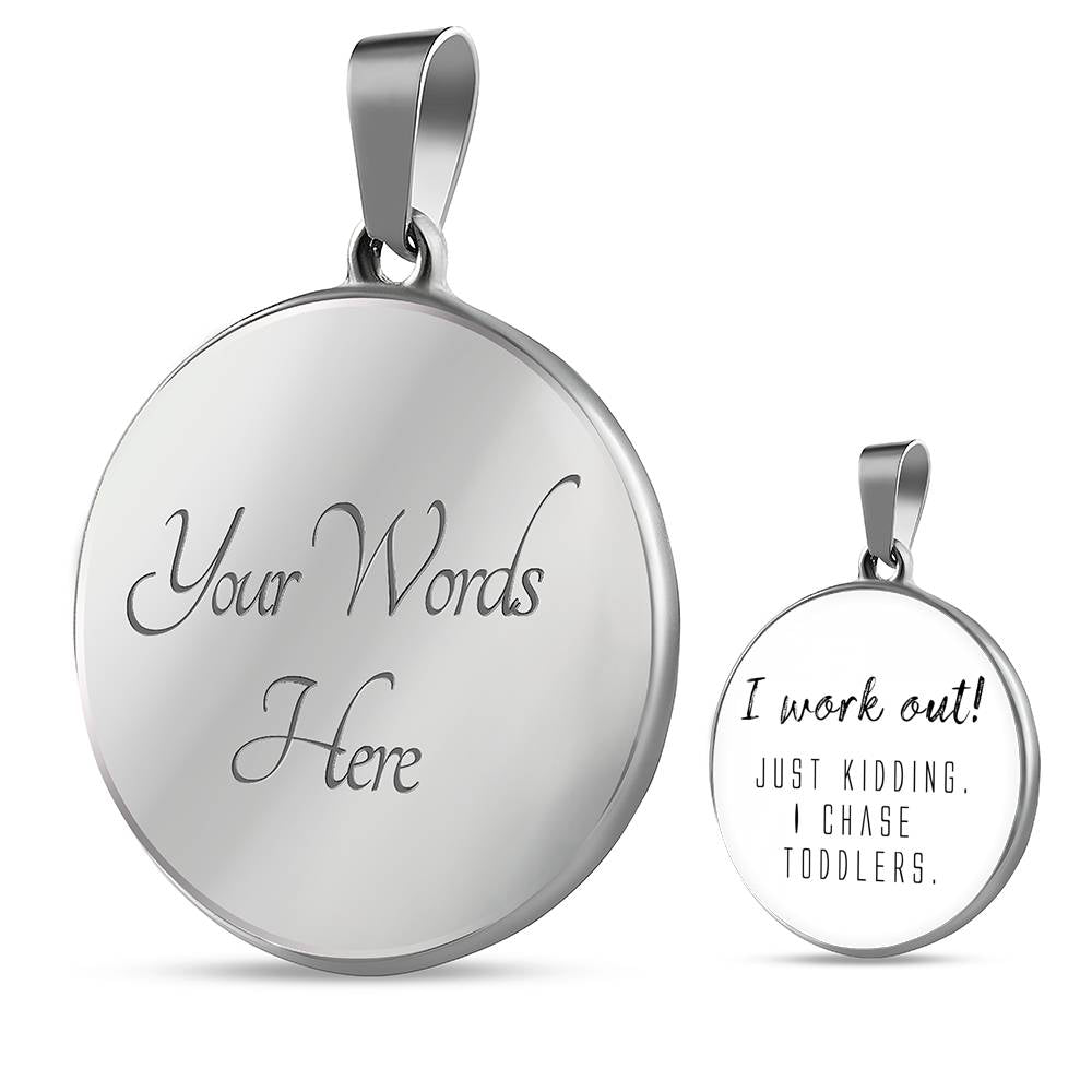 I Work Out! - Gold/Silver Round Necklace - White