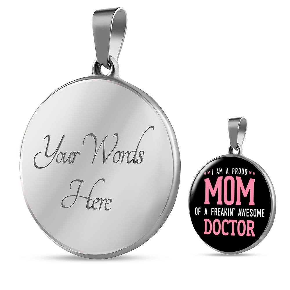 Proud Mom Necklace Round - Dark