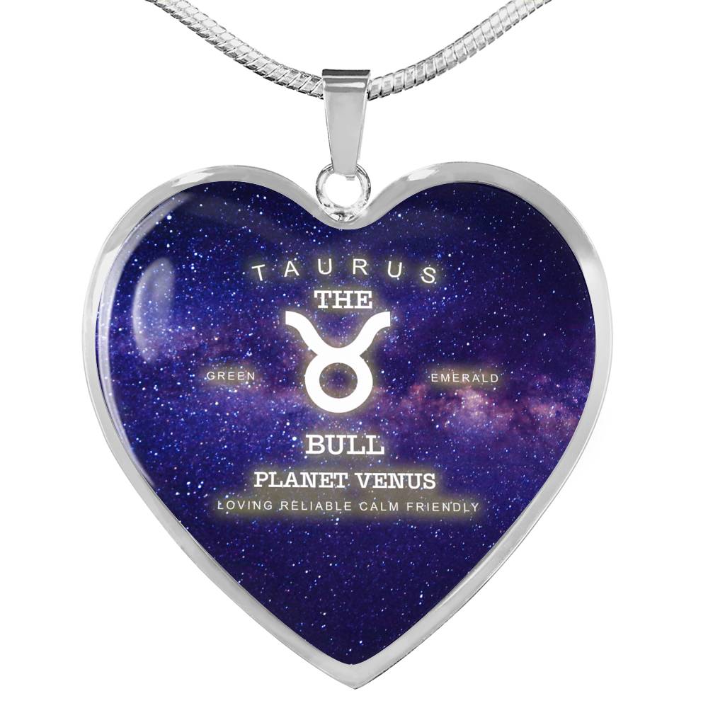 Taurus Gold/Silver Zodiac Heart Necklace