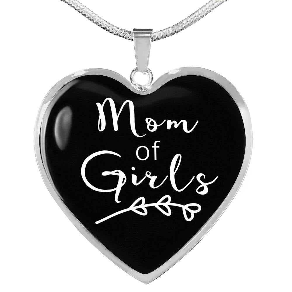 Mom Of Girls - Gold/Silver Heart Necklace - Black