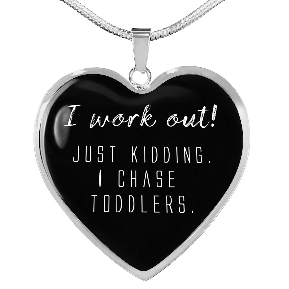 I Work Out! - Gold/Silver Heart Necklace - Black