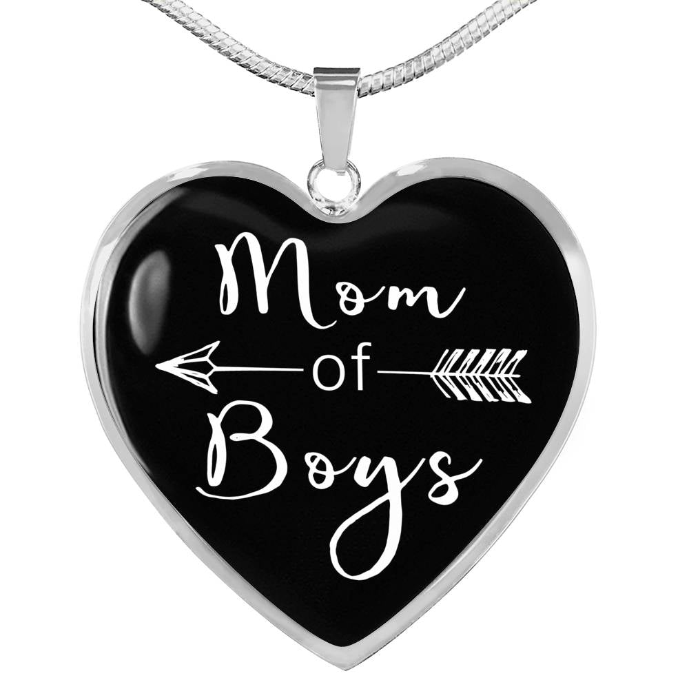 Mom Of Boys - Gold/Silver Heart Necklace - Black
