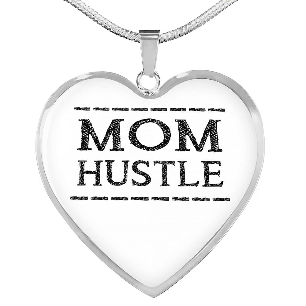 Mom Hustle - Gold/Silver Heart Necklace - White