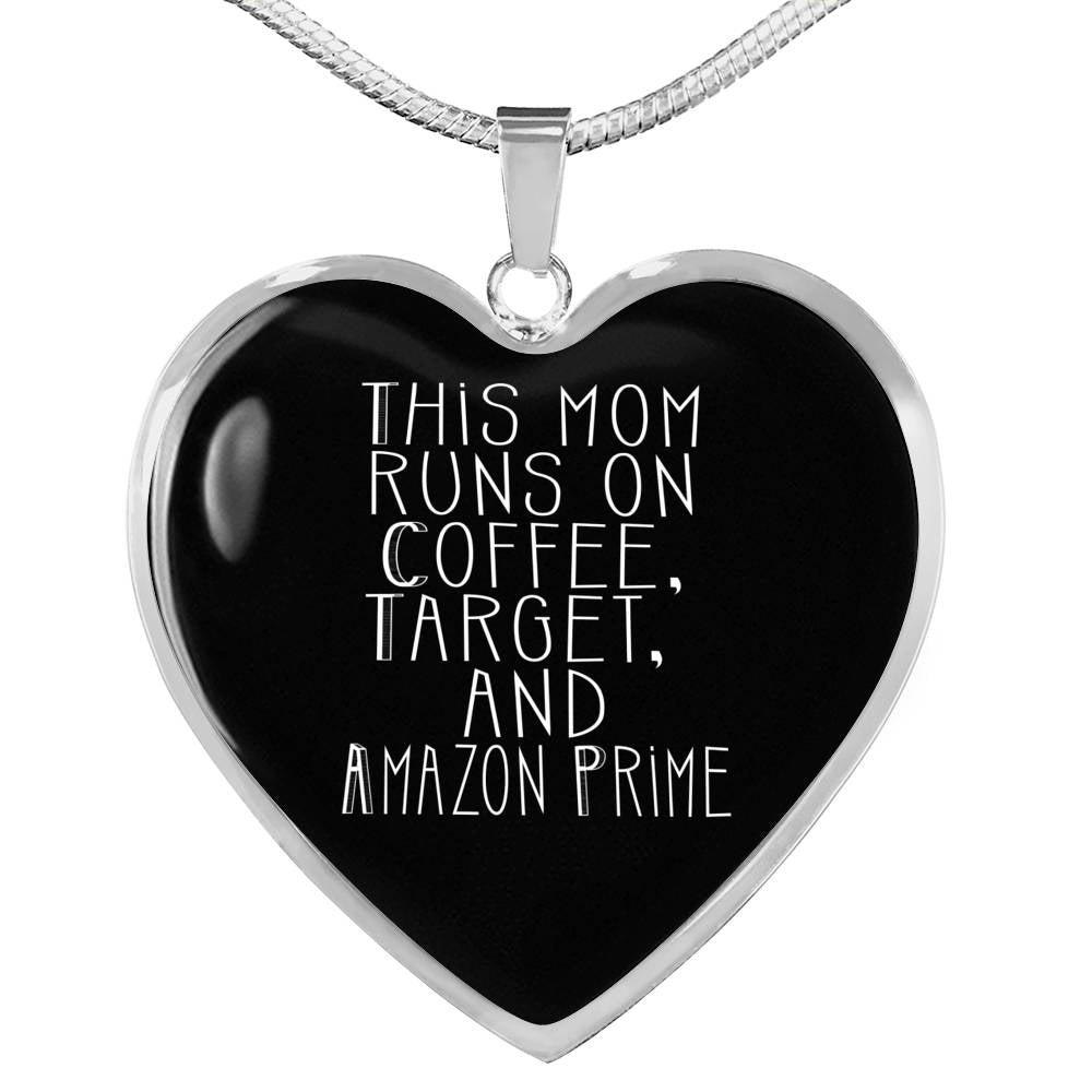 This Mom Runs - Gold/Silver Heart Necklace - Black