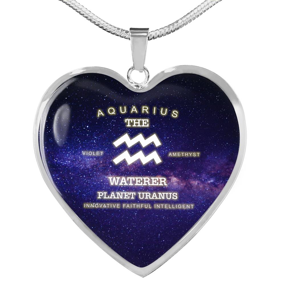 Aquarius Gold/Silver Zodiac Heart Necklace
