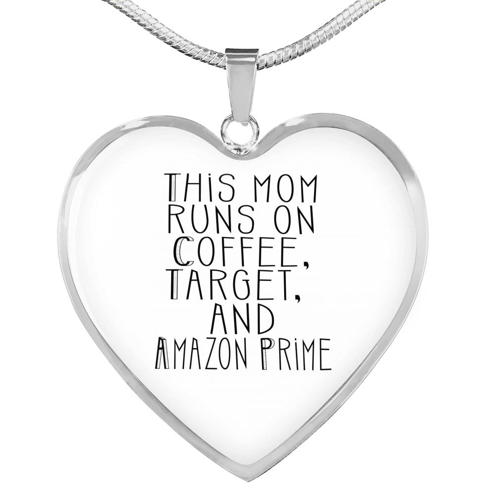 This Mom Runs - Gold/Silver Heart Necklace - White