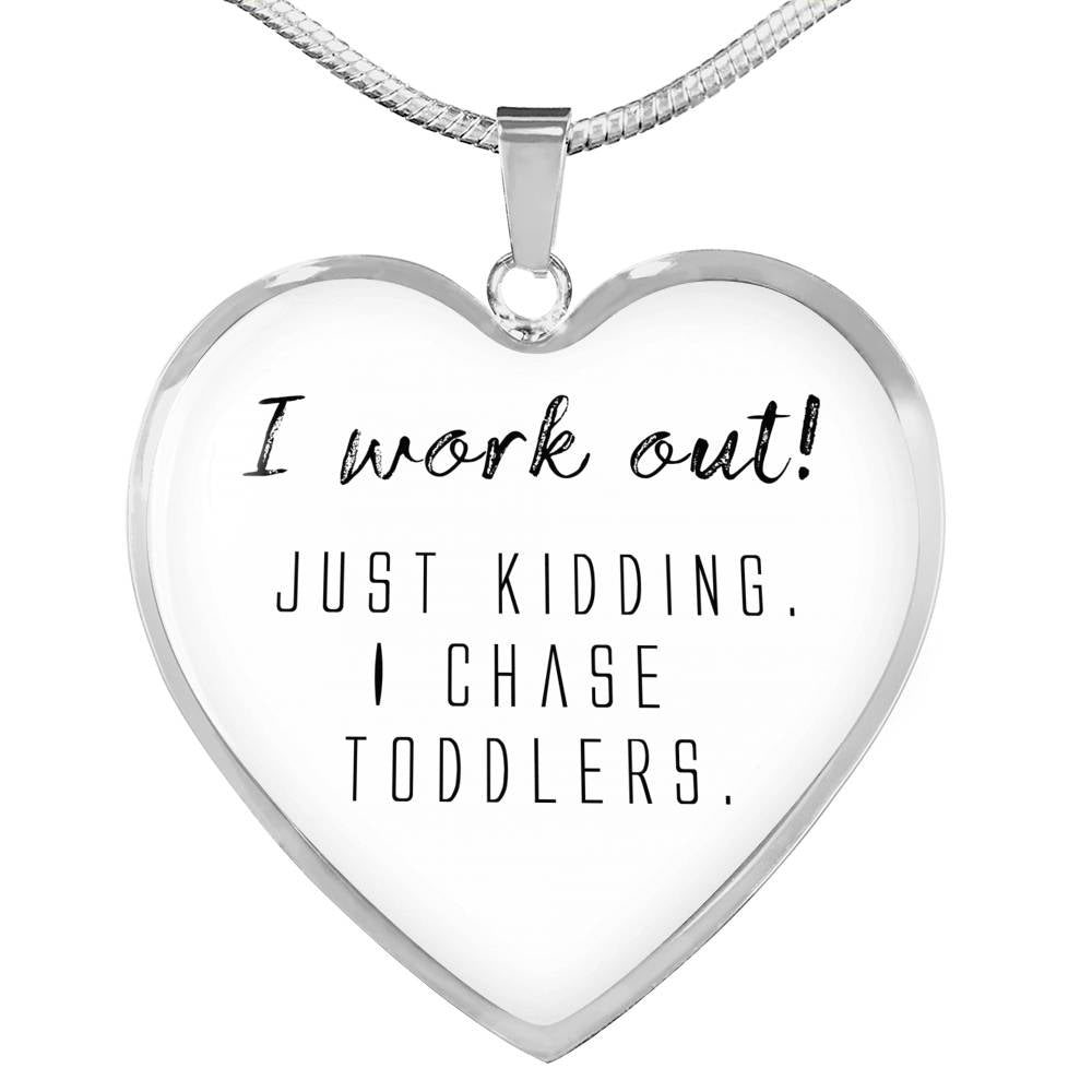 I Work Out! - Gold/Silver Heart Necklace - White