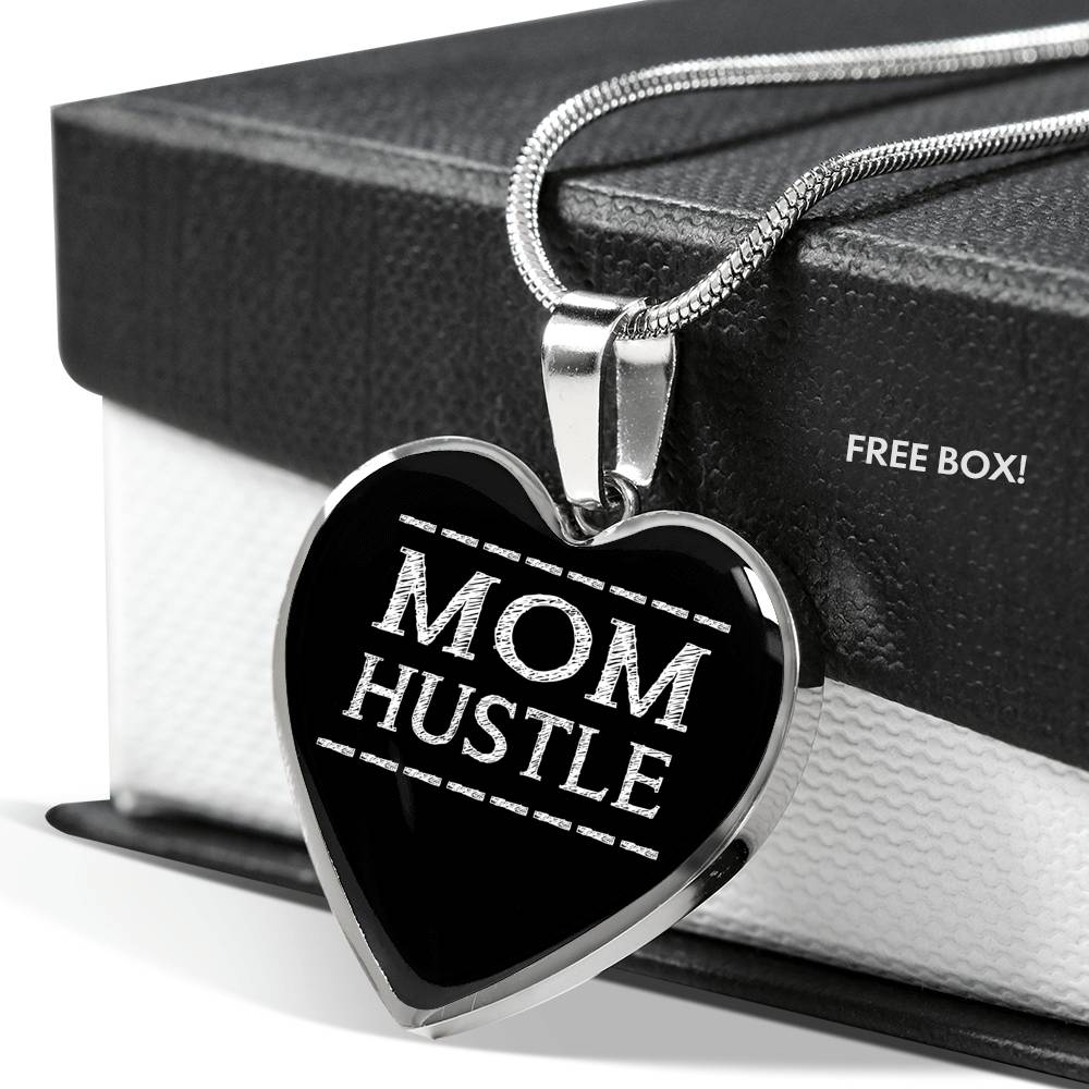 Mom Hustle - Gold/Silver Heart Necklace - Black