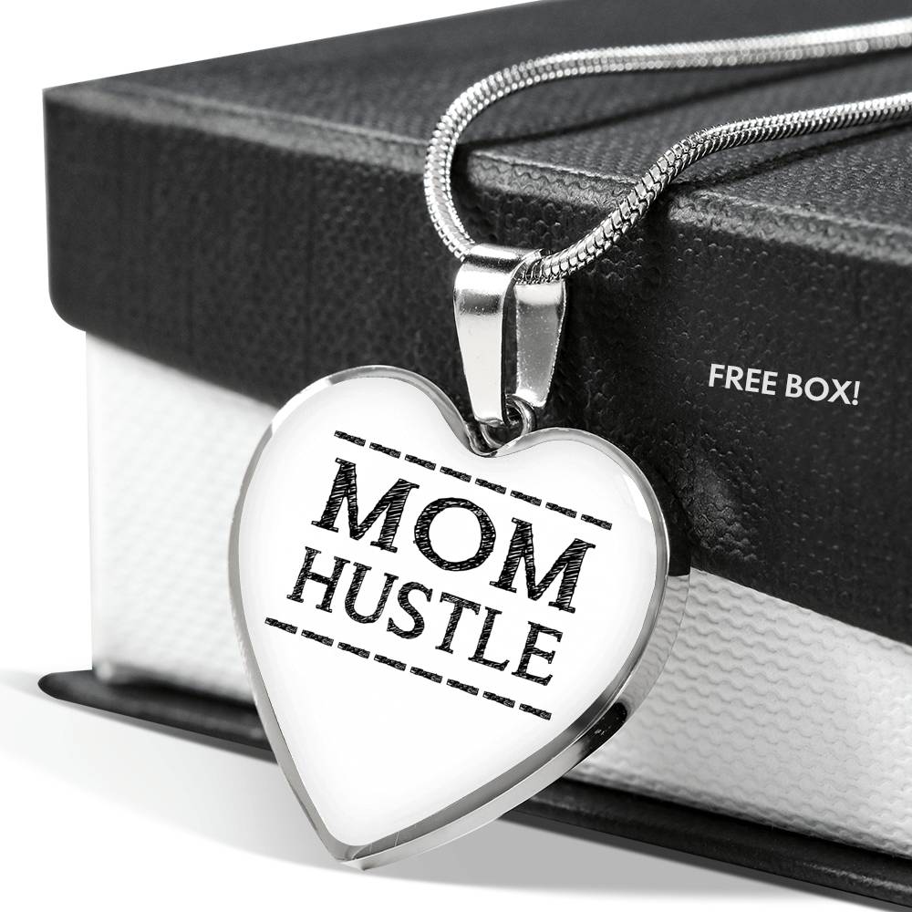 Mom Hustle - Gold/Silver Heart Necklace - White