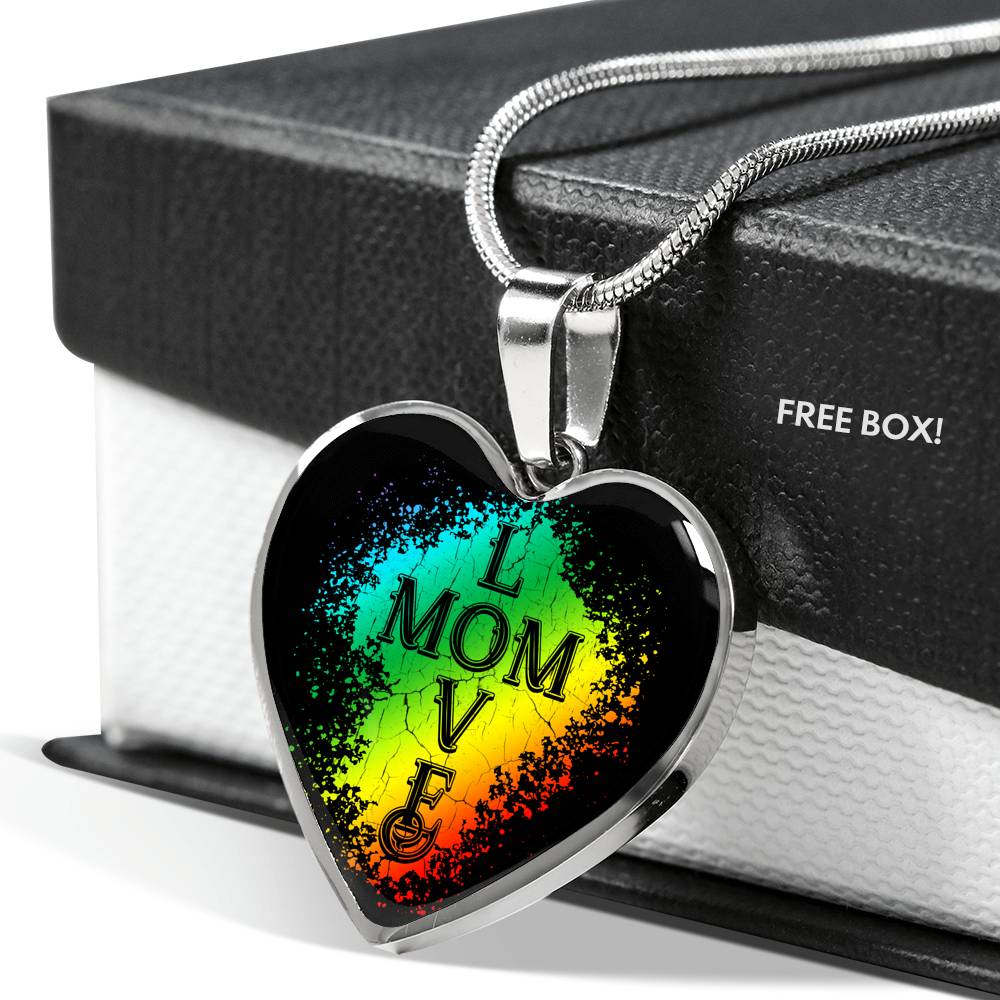 Mom Love Necklace Round - Dark