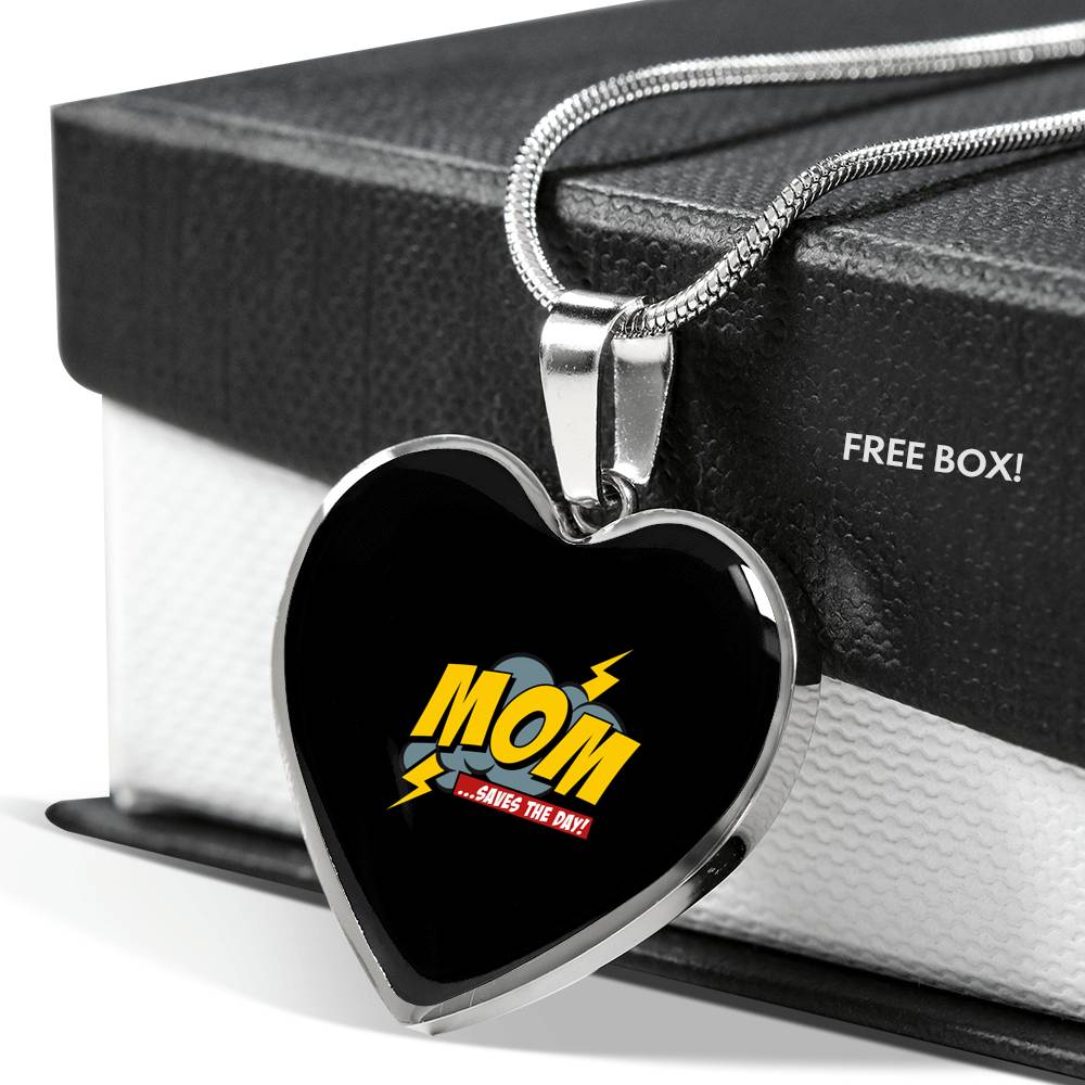 Mom Saves The Day Necklace Heart - Light