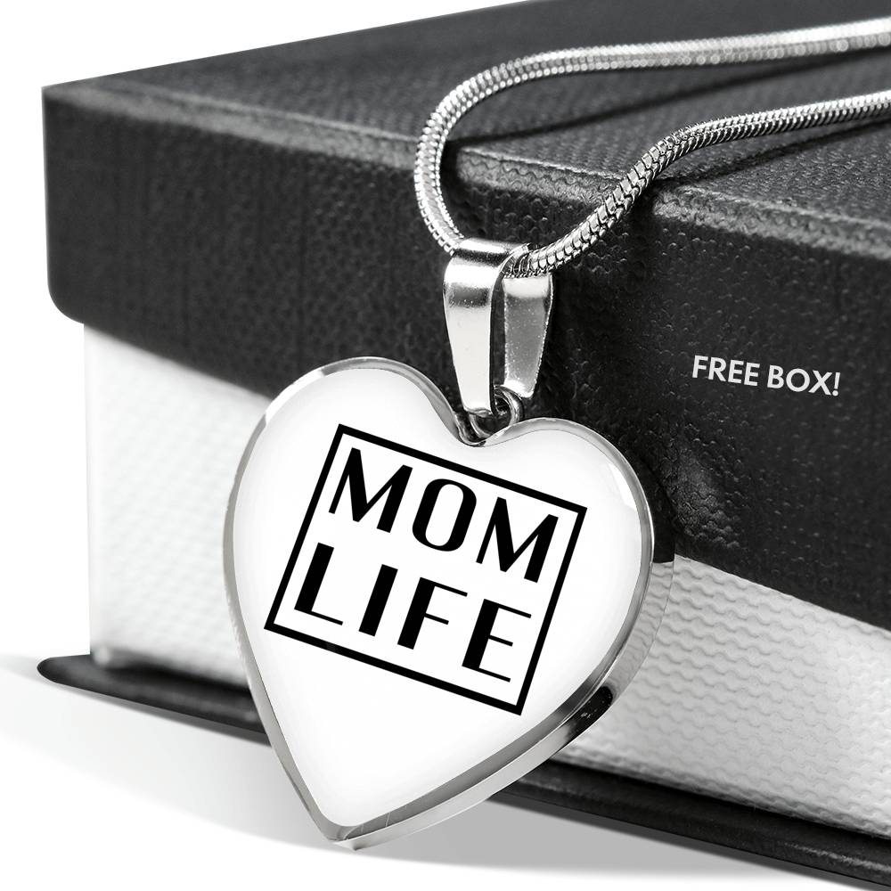 Mom Life - Gold/Silver Heart Necklace - White
