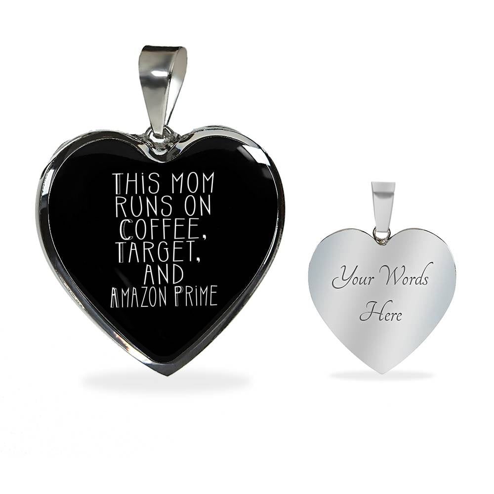 This Mom Runs - Gold/Silver Heart Necklace - Black