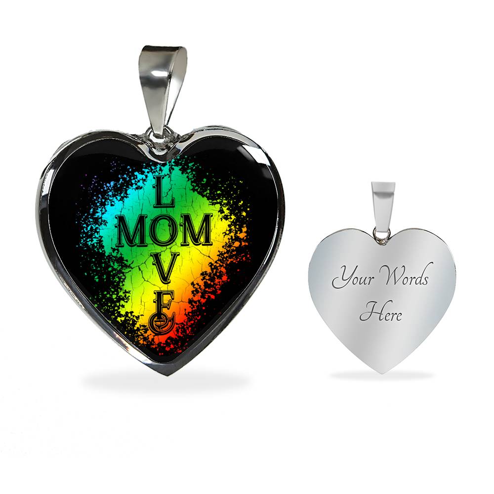 Mom Love Necklace Round - Dark