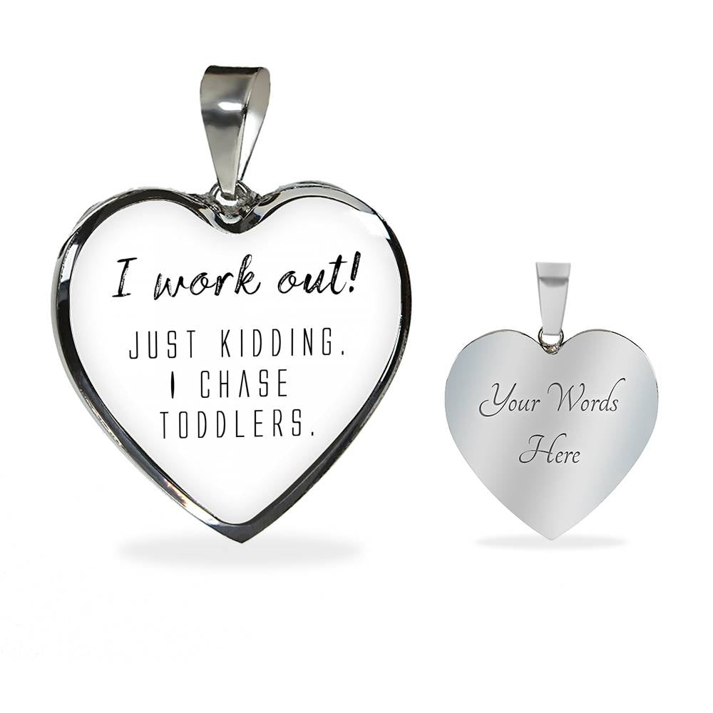 I Work Out! - Gold/Silver Heart Necklace - White
