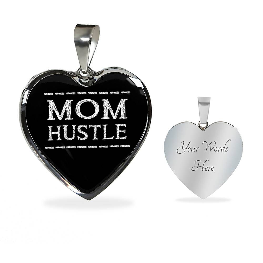 Mom Hustle - Gold/Silver Heart Necklace - Black