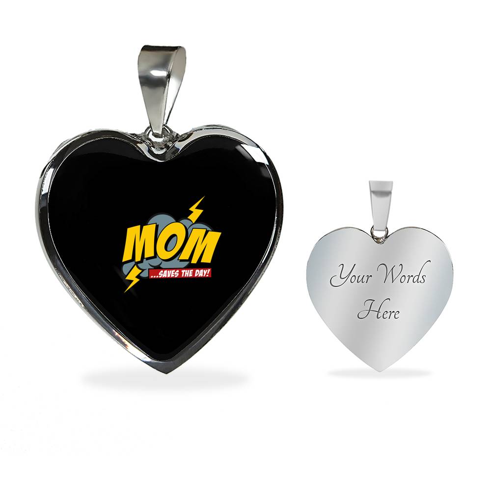 Mom Saves The Day Necklace Heart - Light