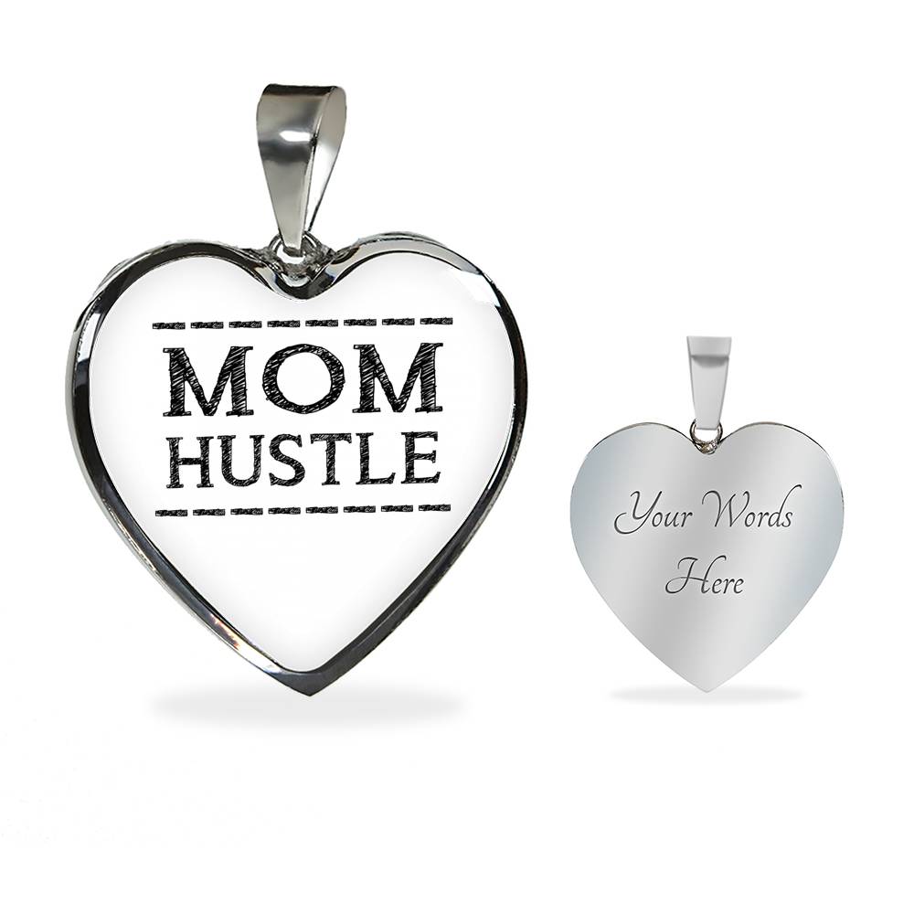 Mom Hustle - Gold/Silver Heart Necklace - White